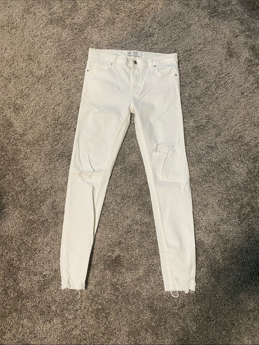 Free People White Skinny Distressed Jeans